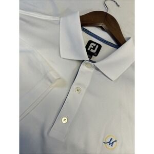 Footjoy‎ FJ Golf Polo Shirt White Solid Stretch Short Sleeve Men's Large Spandex